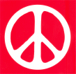 Sticker: Peace Sign (White on Red)
