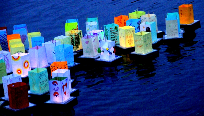 Berkeley Peace Lantern Ceremony--floating lanterns 2012--photo by Nikolaos Koumoundouros