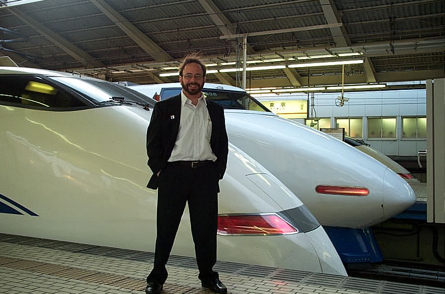 Me with other Shinkansen (bullet trains)